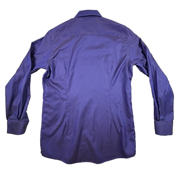 Eton Men's L Dark Blue Star Dobby Twill Contemporary Fit LS SEE DESCRIPTION - Picture 2 of 16